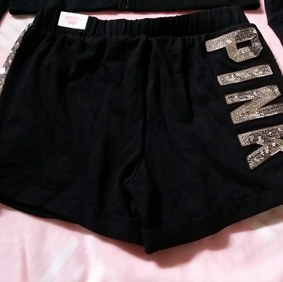 HTF VS Pink Bling Hoodie & Shorts Set - Picture 5 of 8
